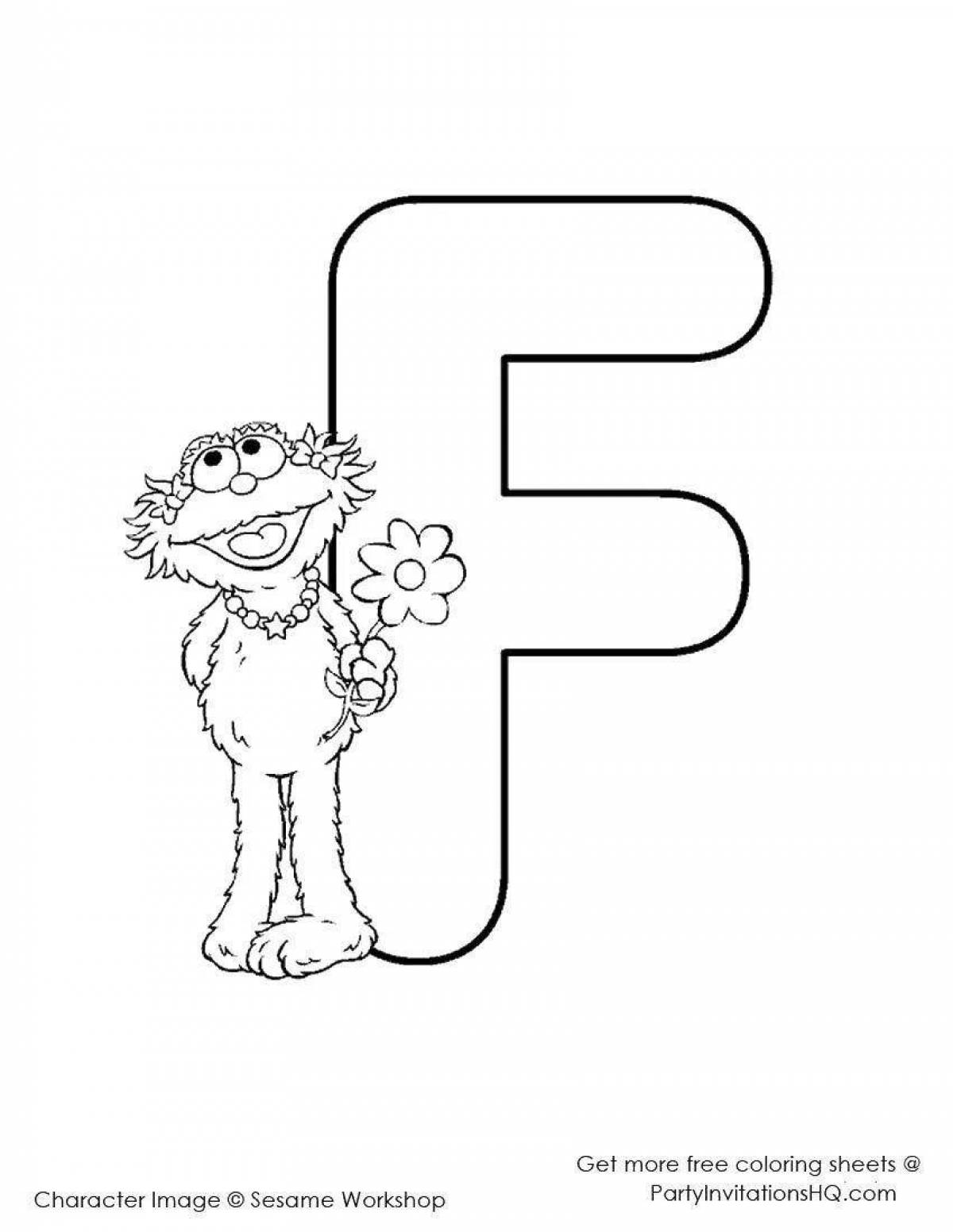 Charming letter f coloring book