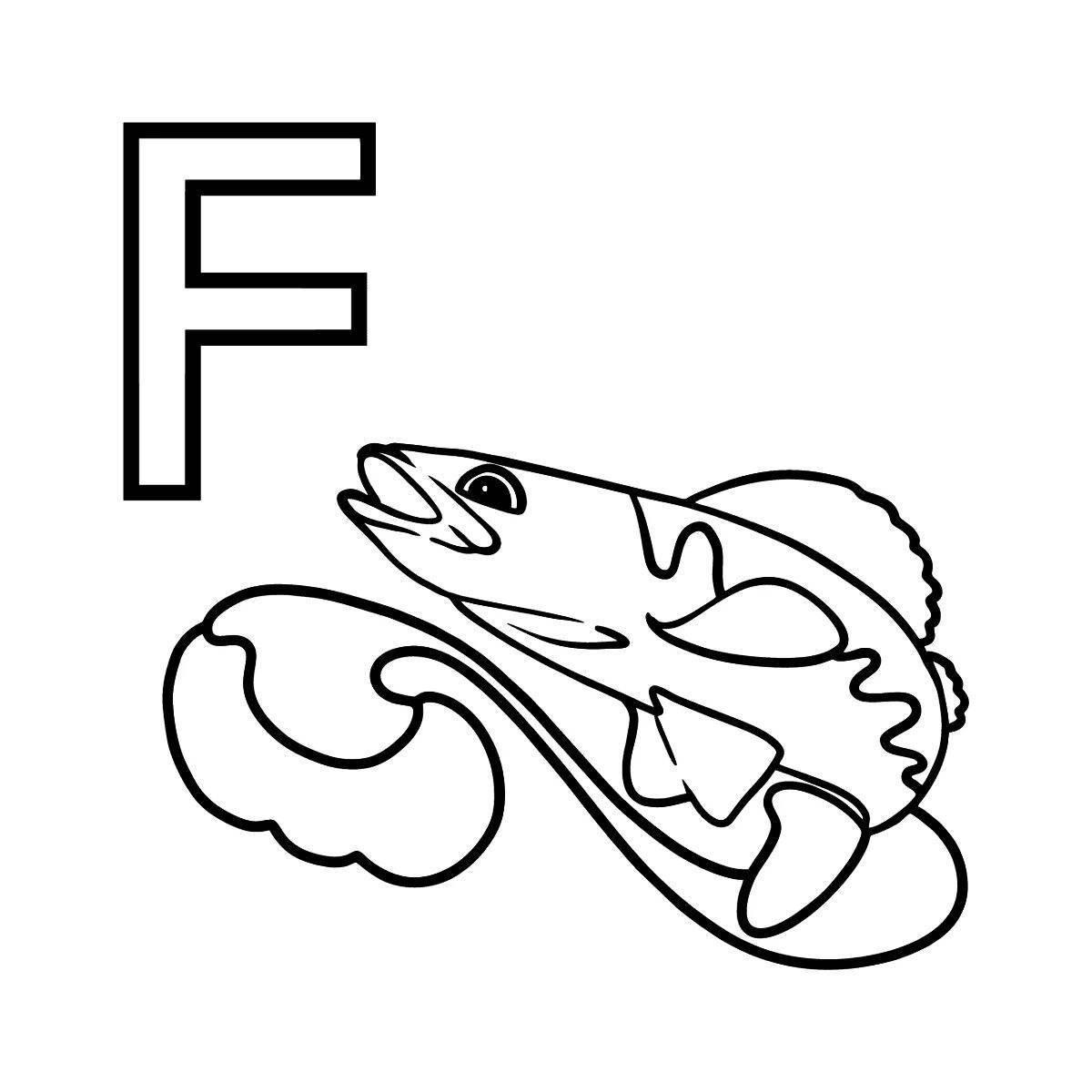 Coloring page funny english letter f