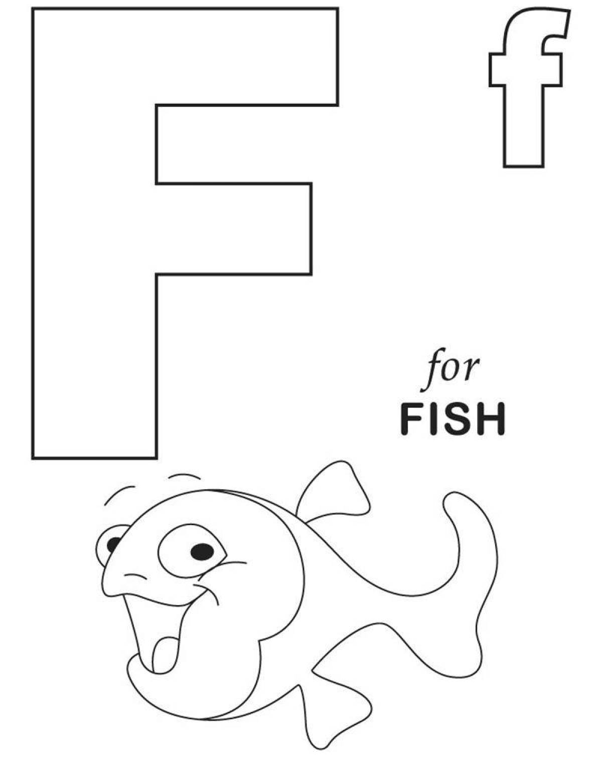Coloring page playful english letter f