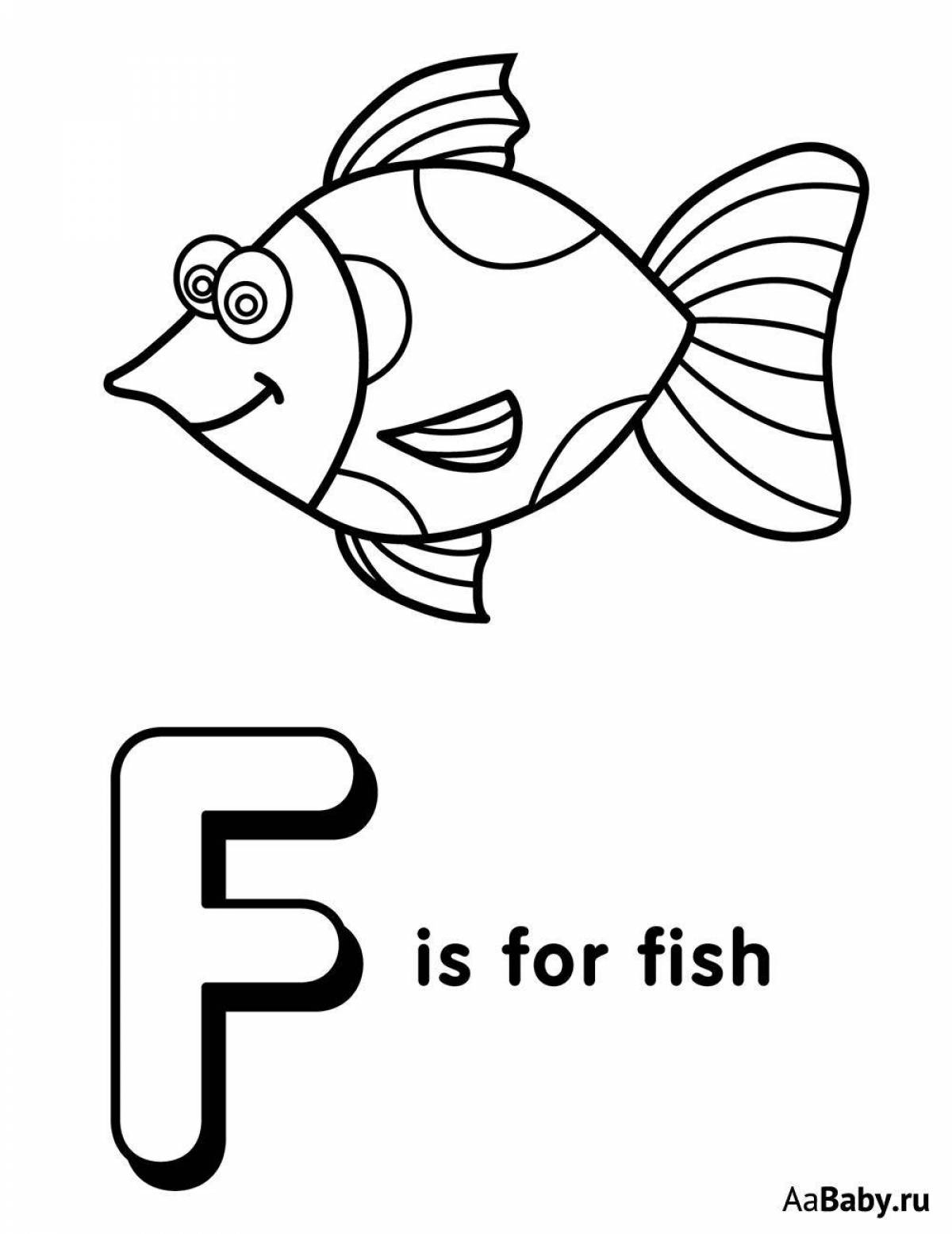 Exciting english letter f coloring book