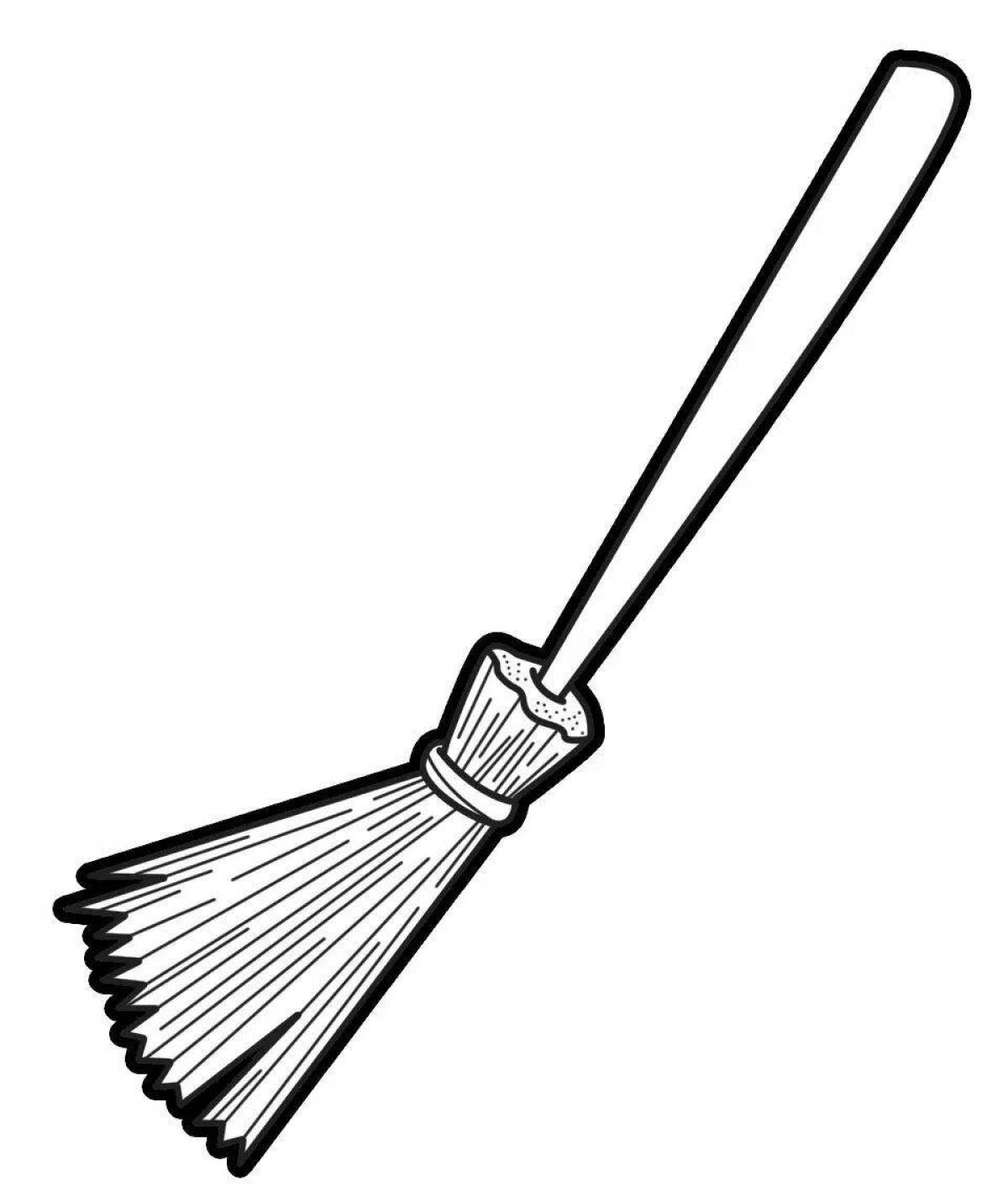 Amazing broom coloring page for beginners