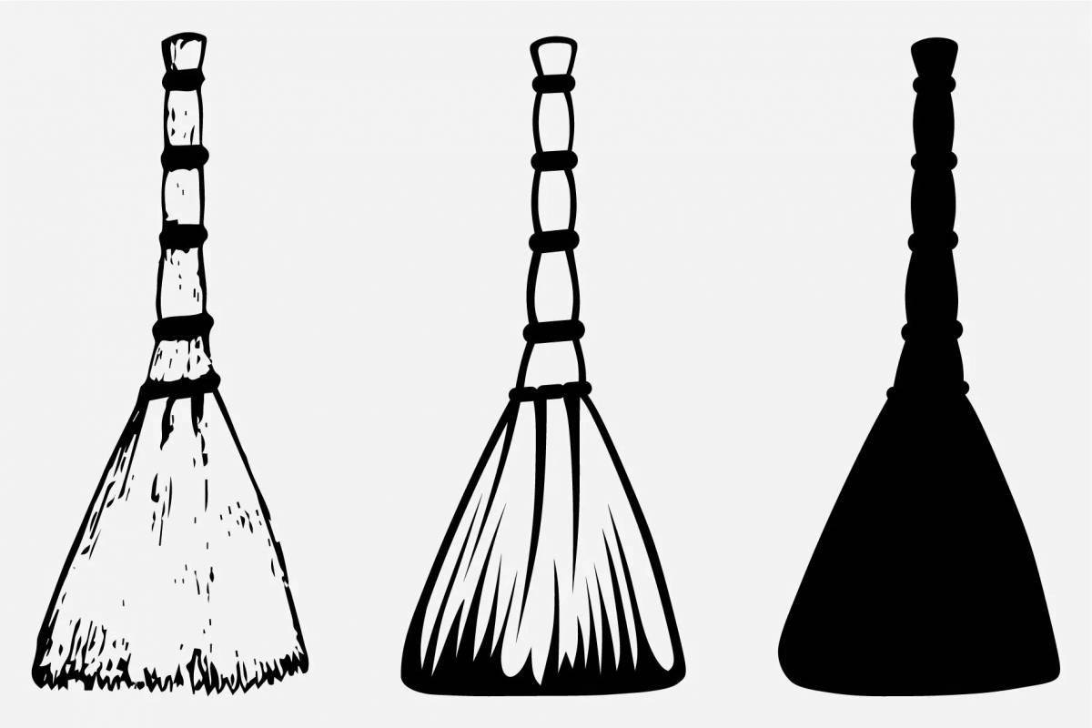 A wonderful broom coloring for schoolchildren