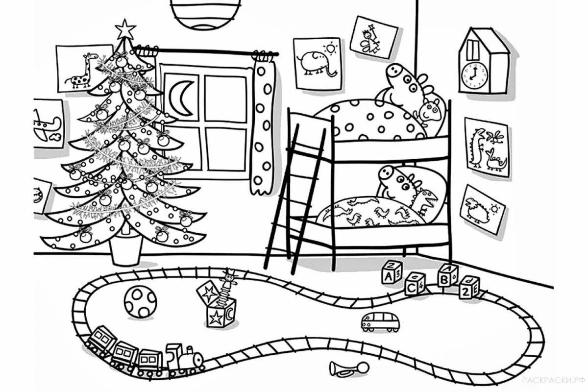 Christmas coloring for Peppa Pig