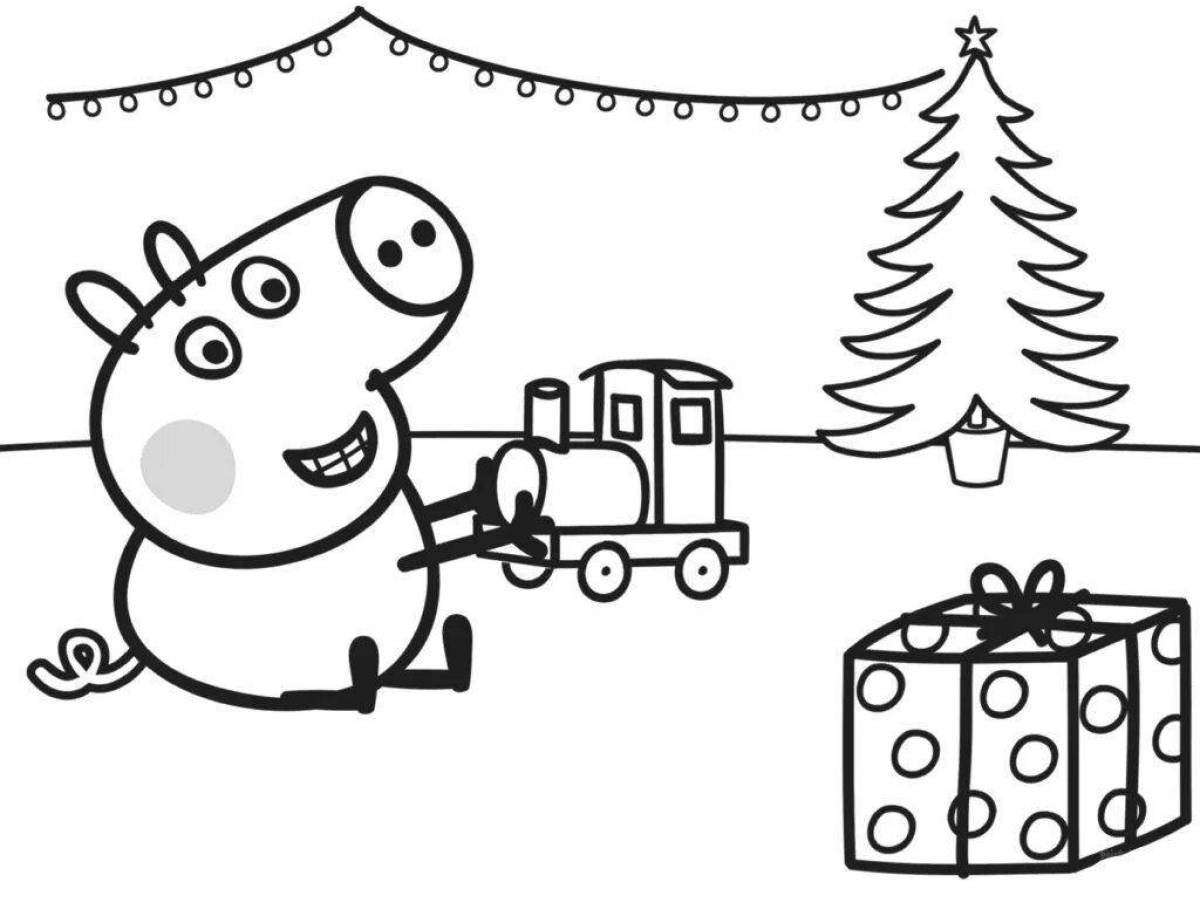 Очаровательная рождественская раскраска свинка пеппа