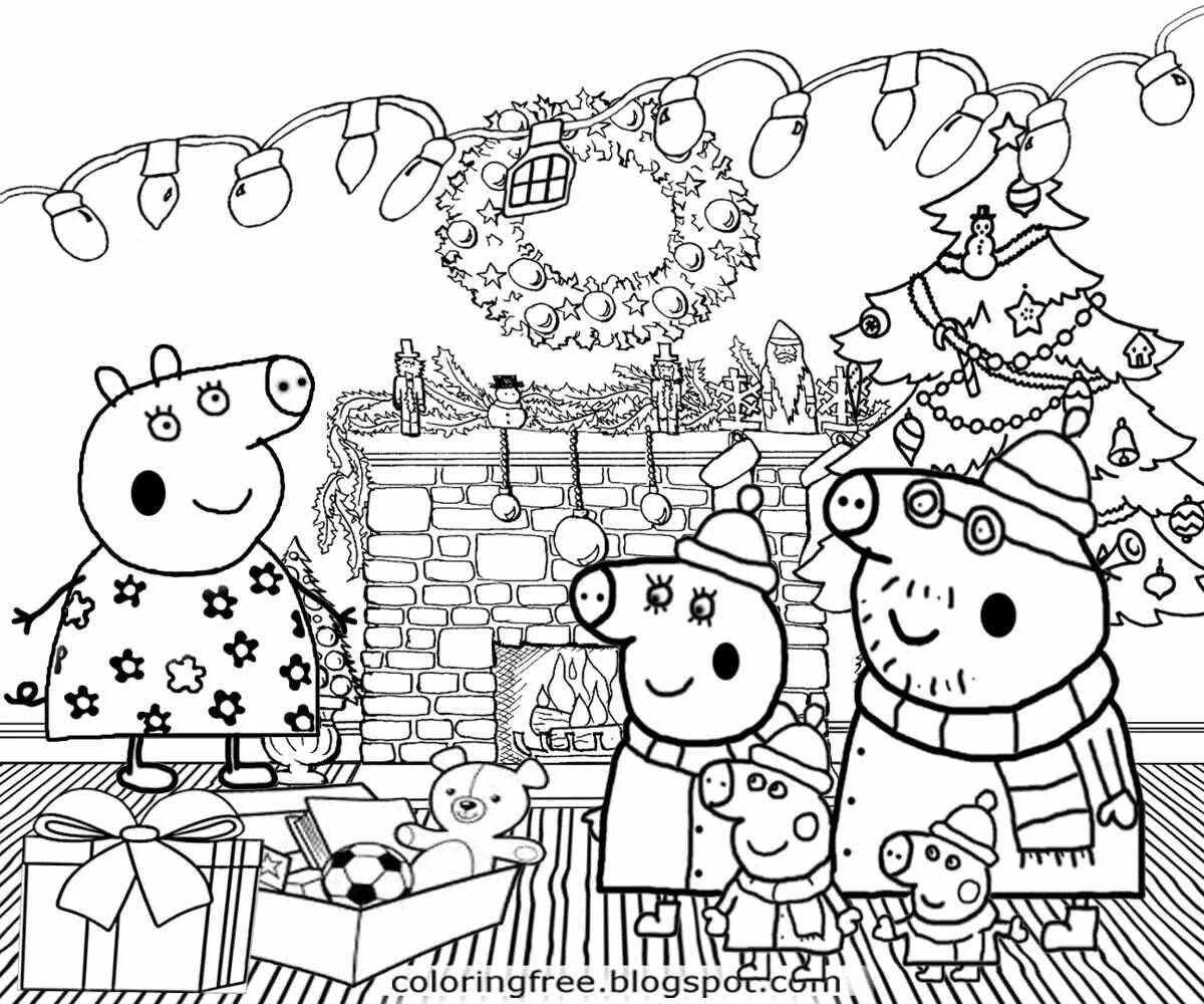 Bright Christmas coloring Peppa Pig