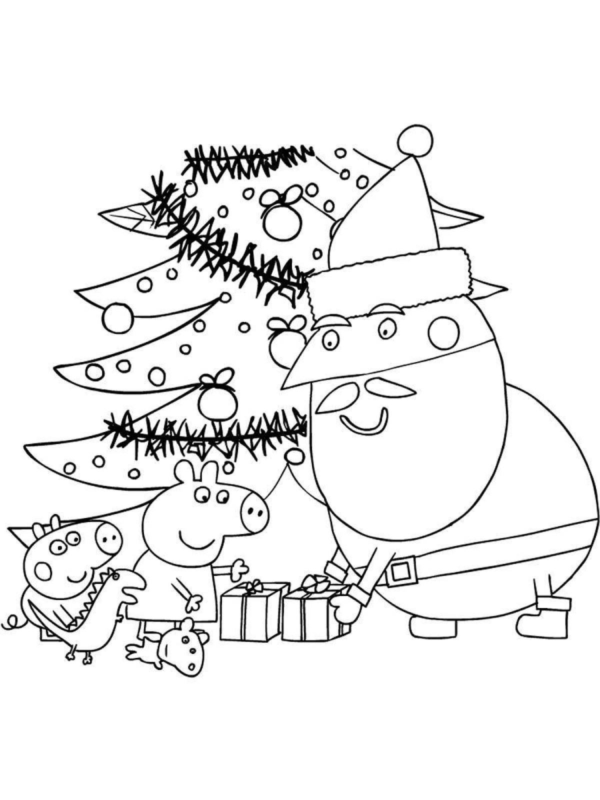 Colorful peppa pig christmas coloring book