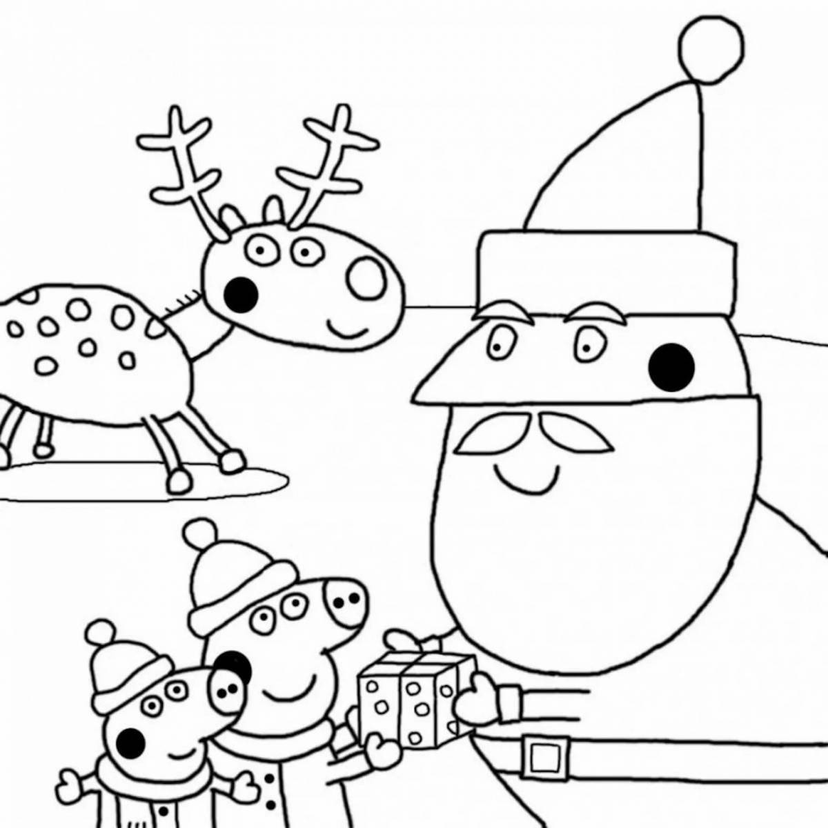 Peppa Pig Christmas Glitter Coloring Page
