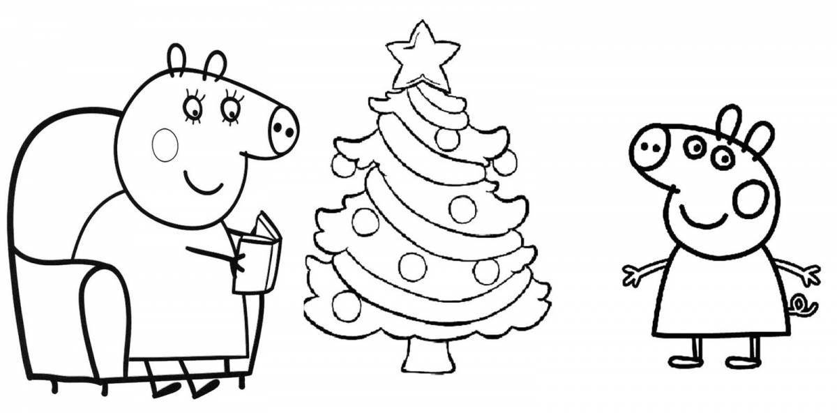 Colorfully decorated peppa pig Christmas coloring book