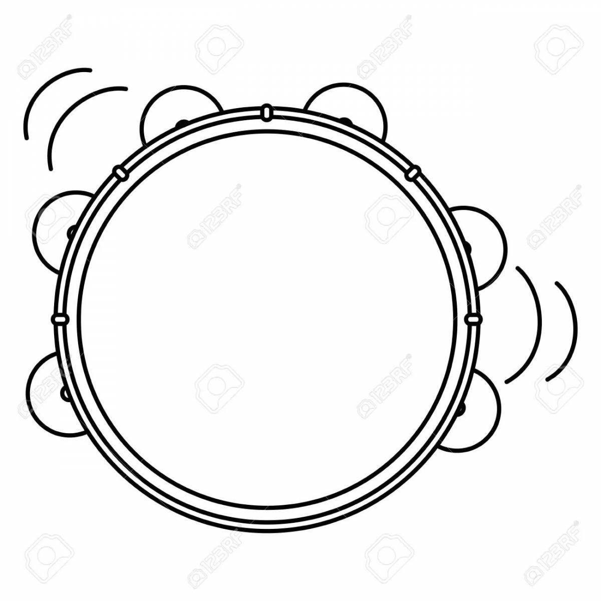 Festive tambourine coloring page