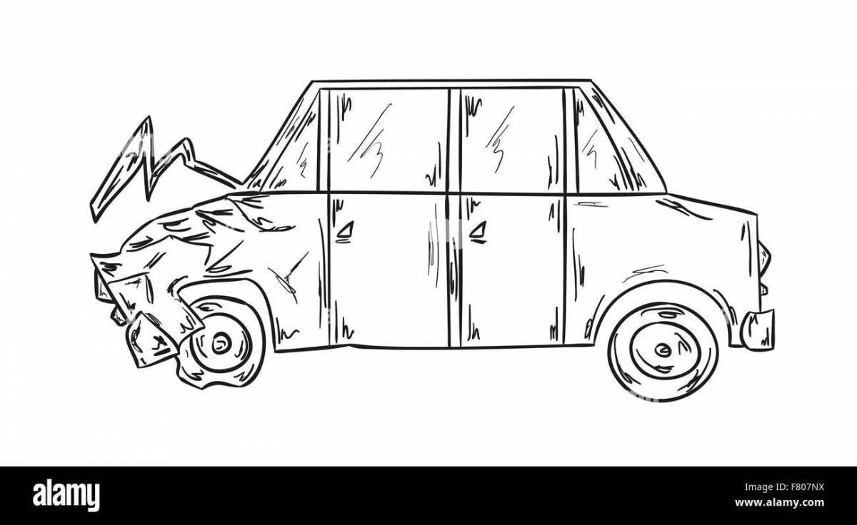 Bright drawing of a car accident