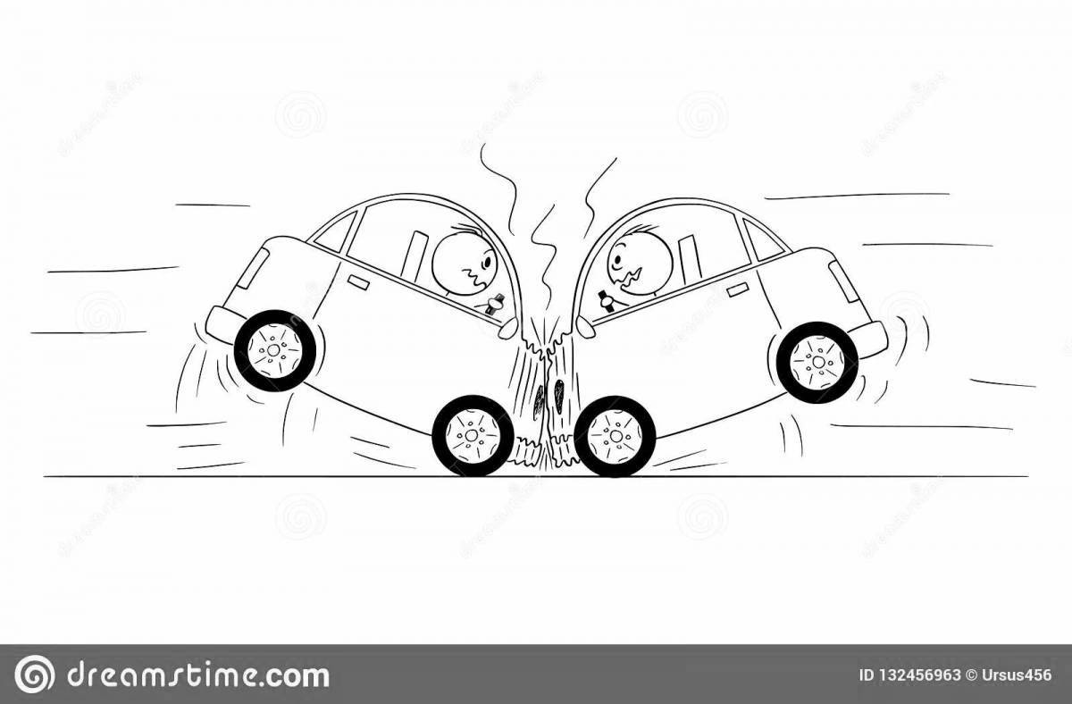 Detailed drawing of a car accident
