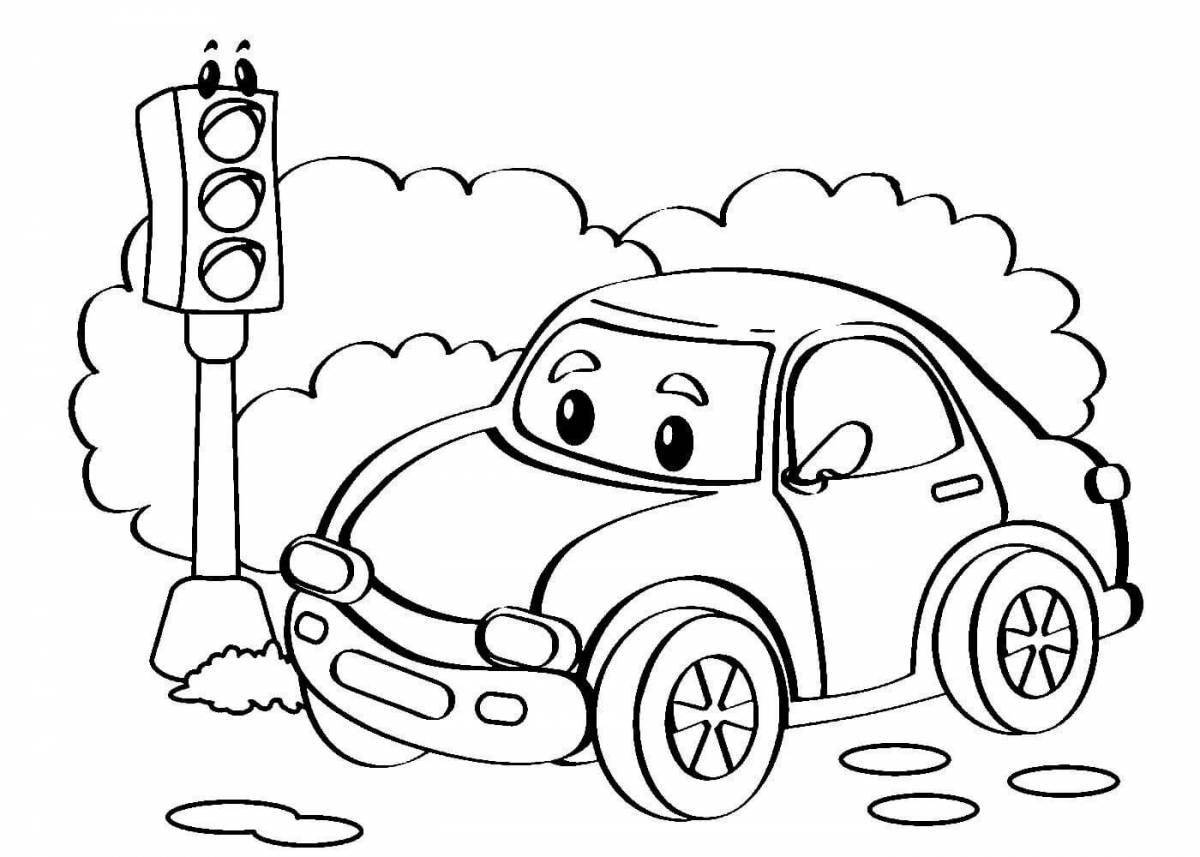 Coloring pages joyful cars 6 years old