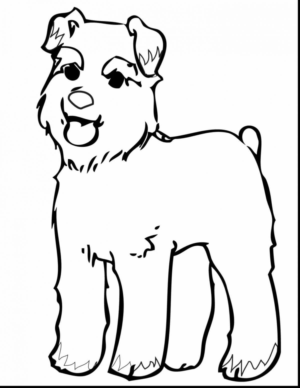 Cute black and white dog coloring book