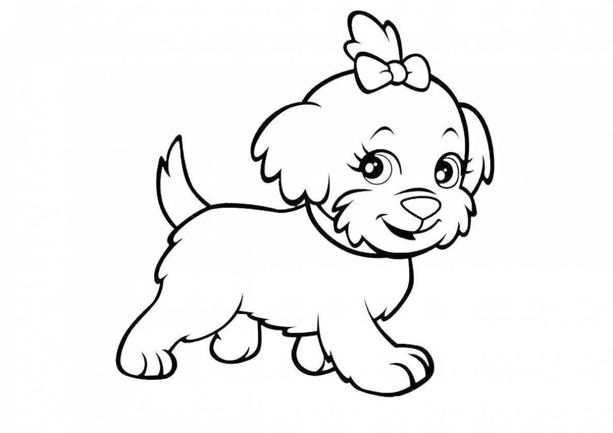 Coloring book frolicking black and white dogs