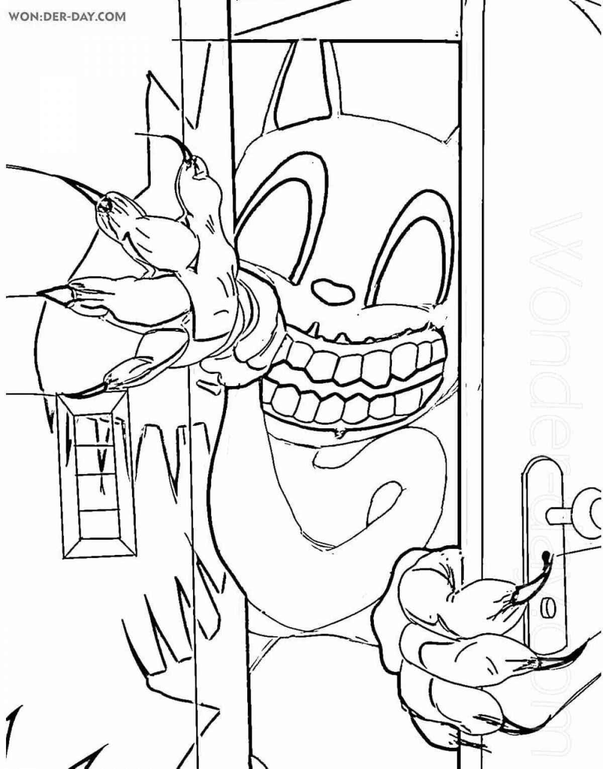 Playful cartoon cat coloring page