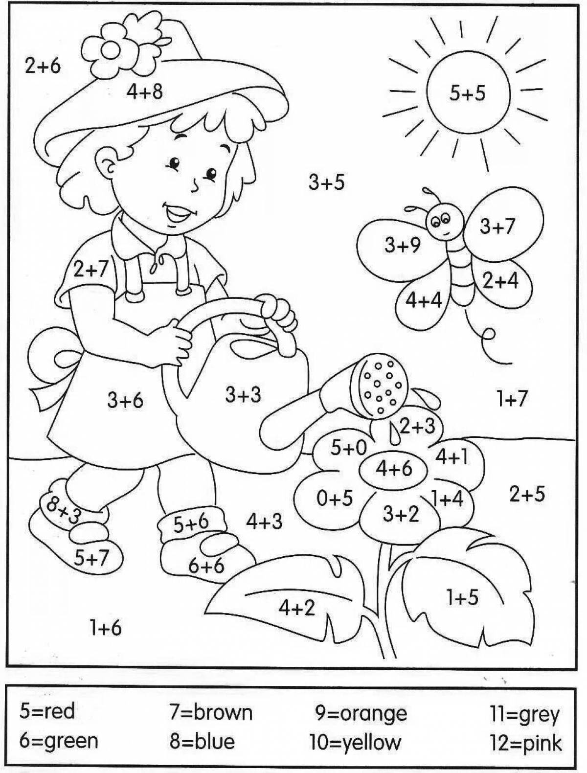 Coloring page cheerful number 1 class