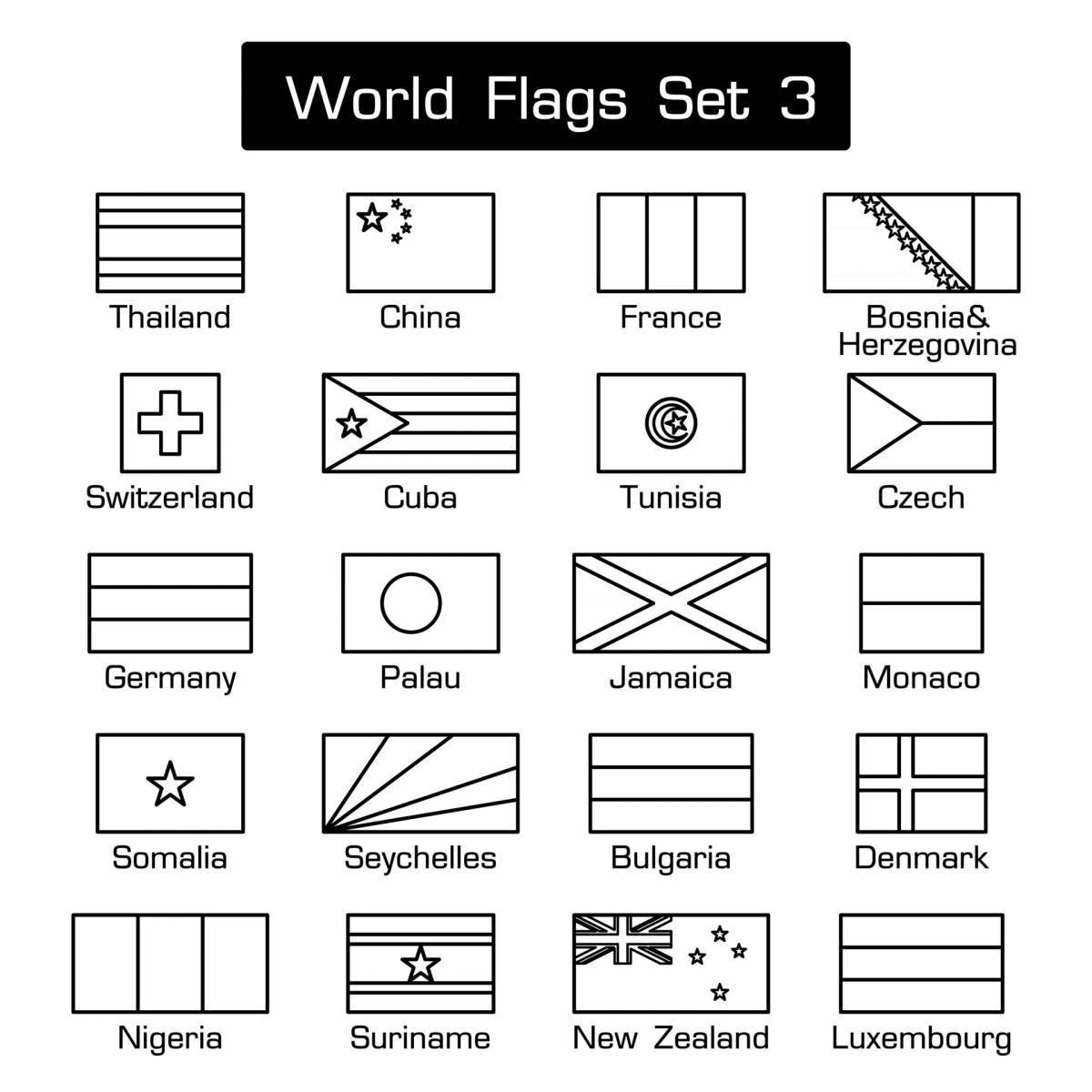 Красочные флаги стран с названиями