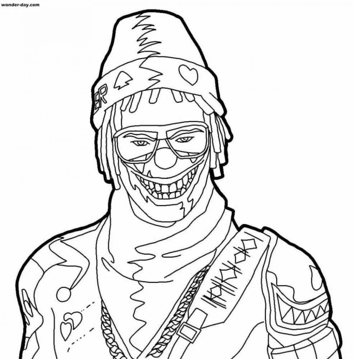 Colorful free fire coloring page for boys