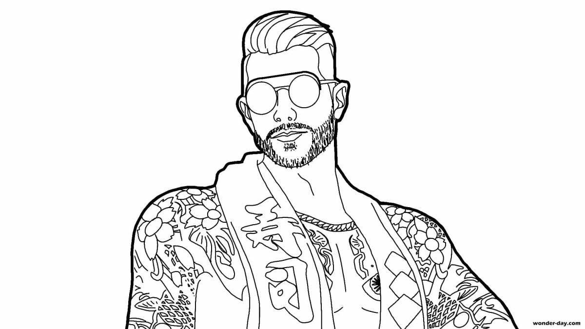 Sparkling free fire coloring page for boys