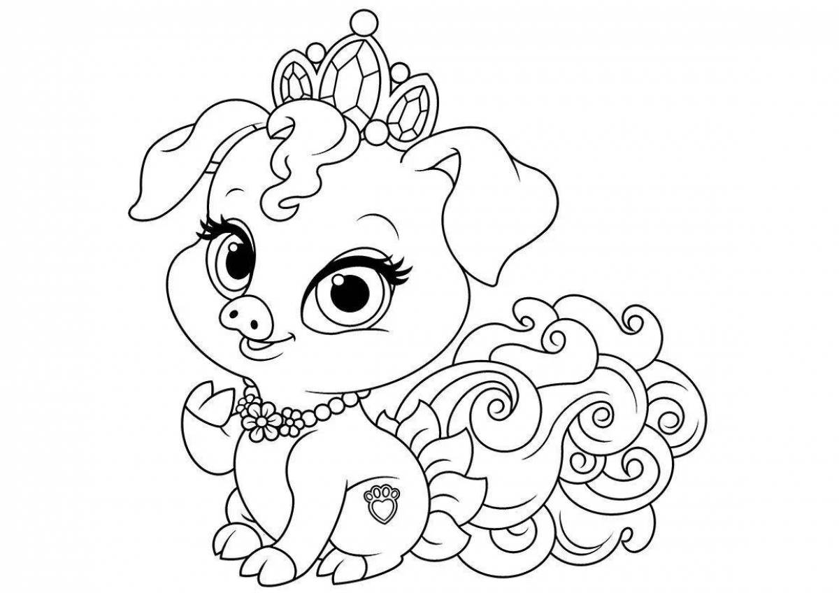 Radiant coloring page girls cute fluffies