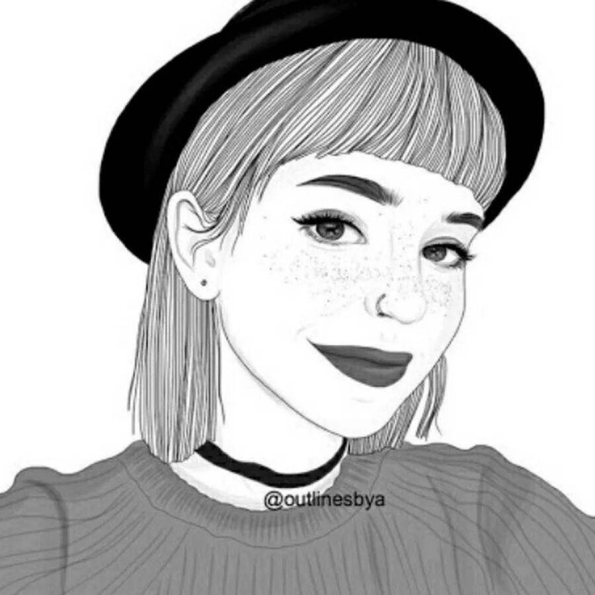Vivacious coloring page soft girl style