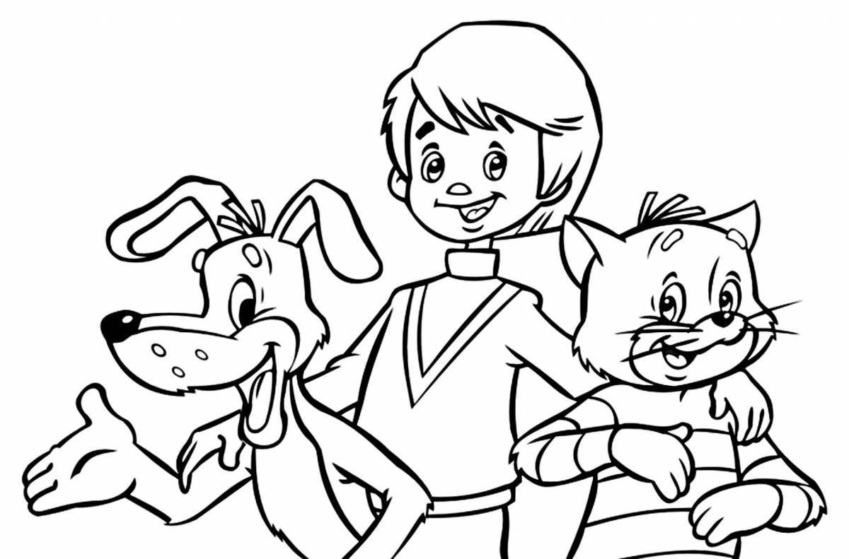Holiday coloring cartoons about friendship