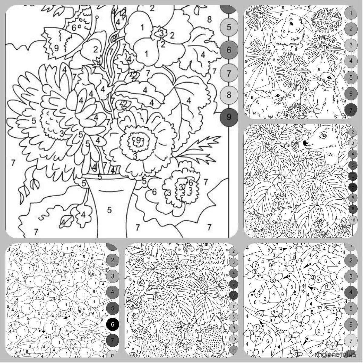 Amazing sketches by numbers coloring book