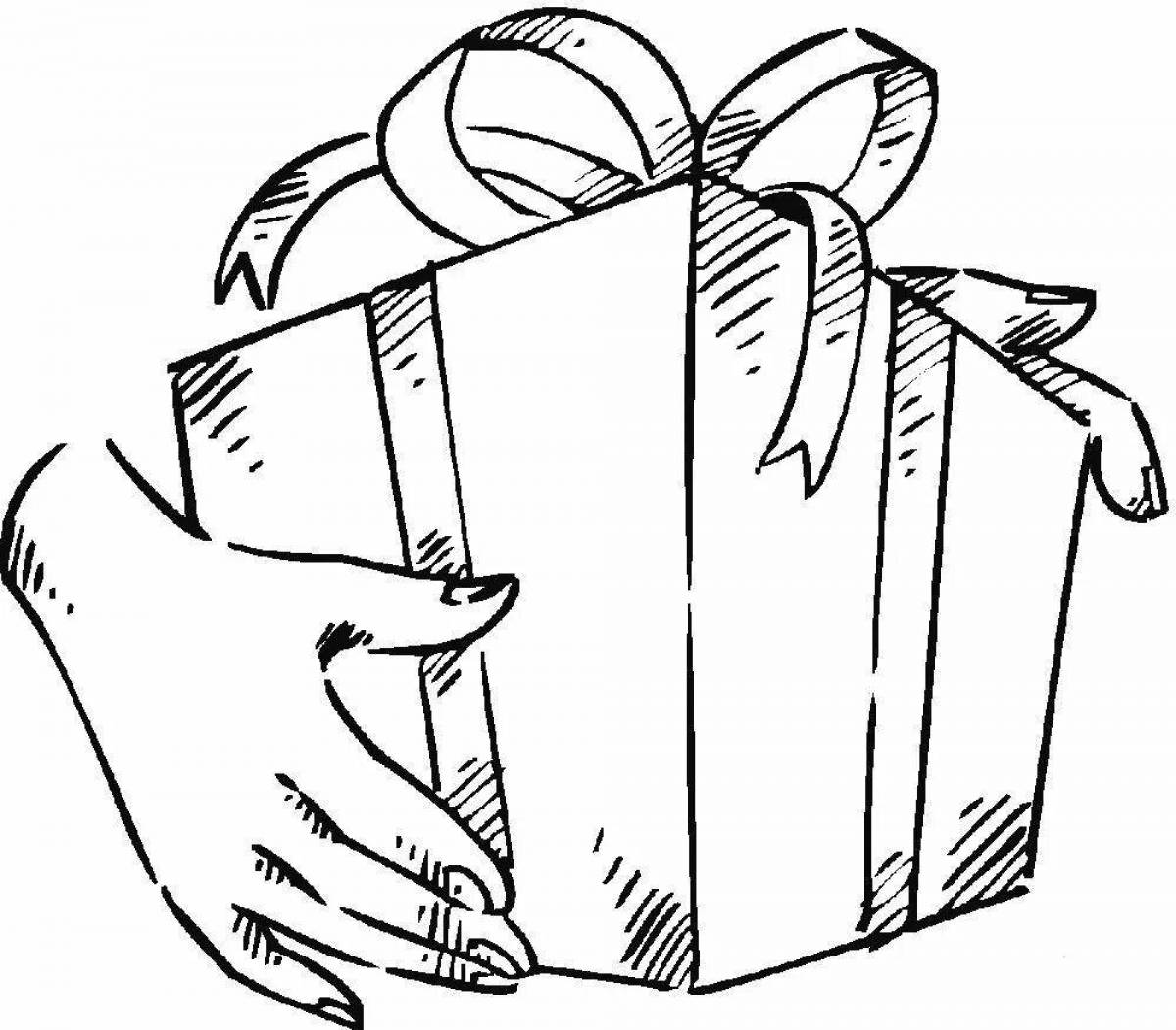 Playful birthday gift coloring page