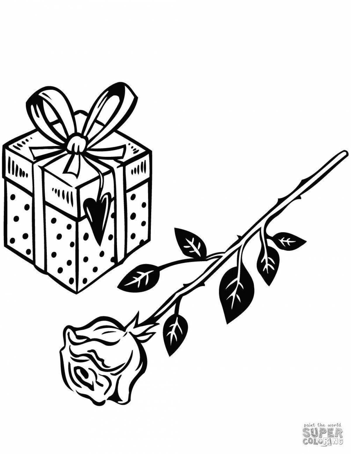 Coloring page delightful birthday present