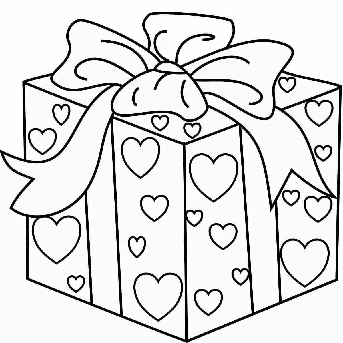 Adorable birthday gift coloring page