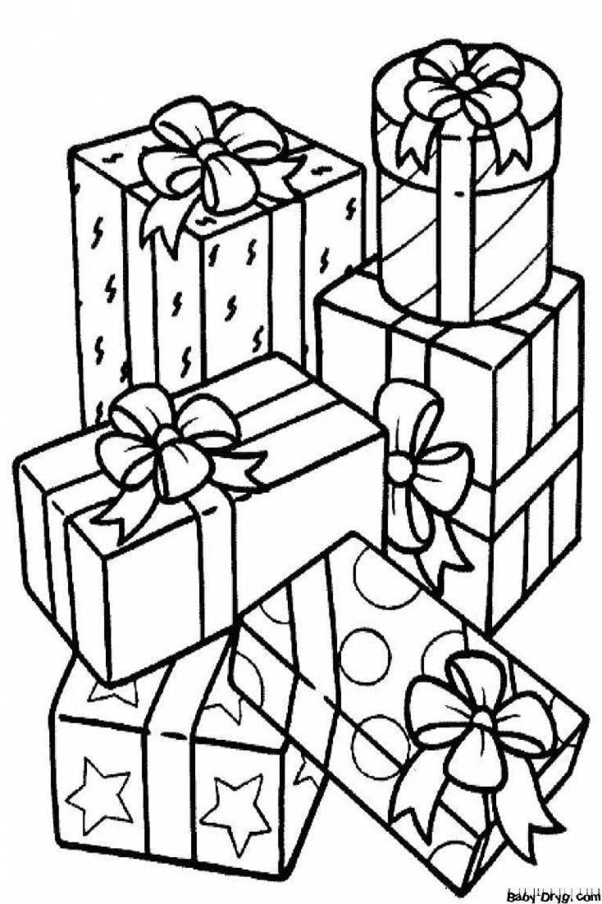 Exciting birthday gift coloring page