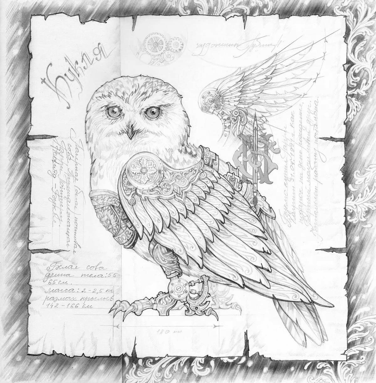Charming coloring hedwig from harry potter