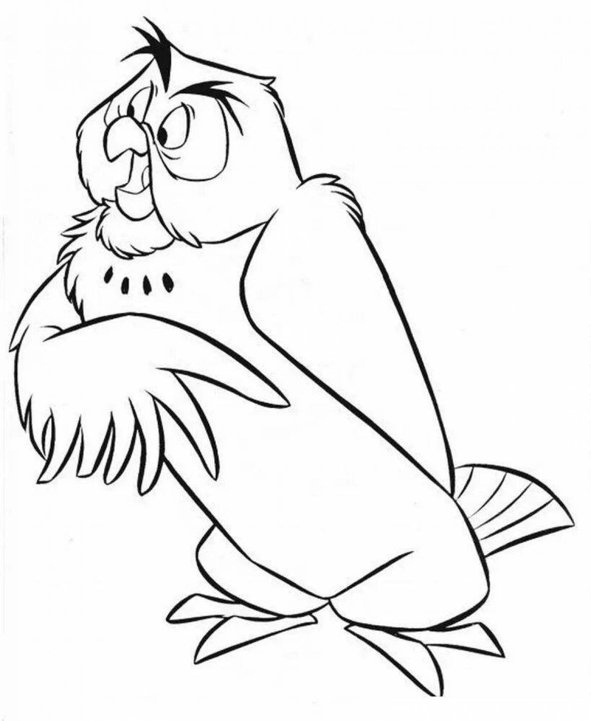 Bright Winnie the Pooh owl coloring book