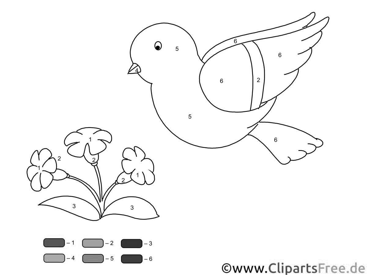 Величественная раскраска зимующие птицы по номерам