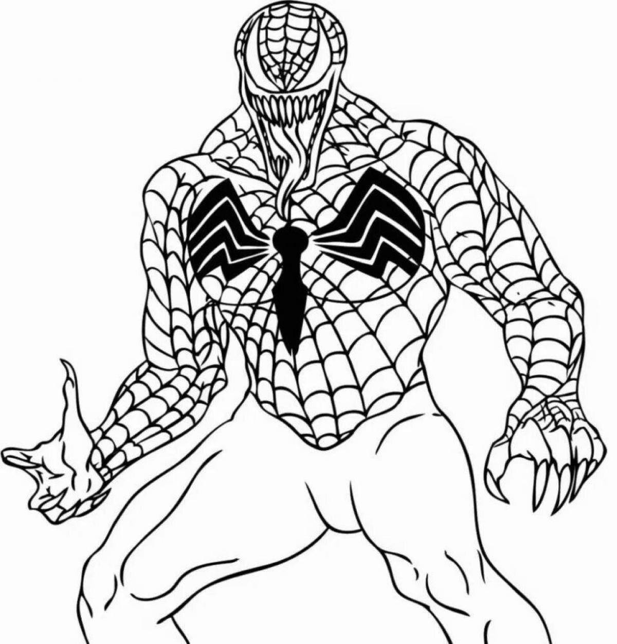 Раскраска яркий человек-паук против венома