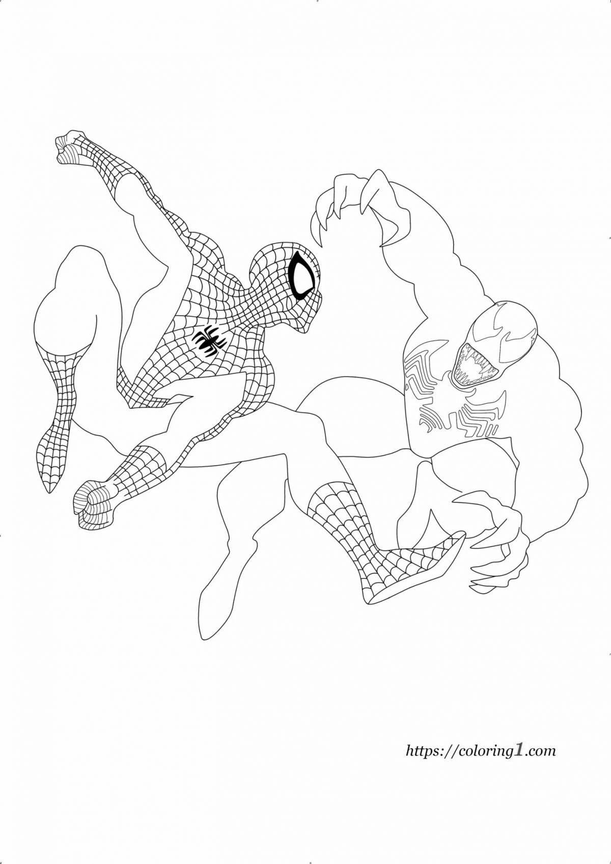 Славный человек-паук против венома раскраски