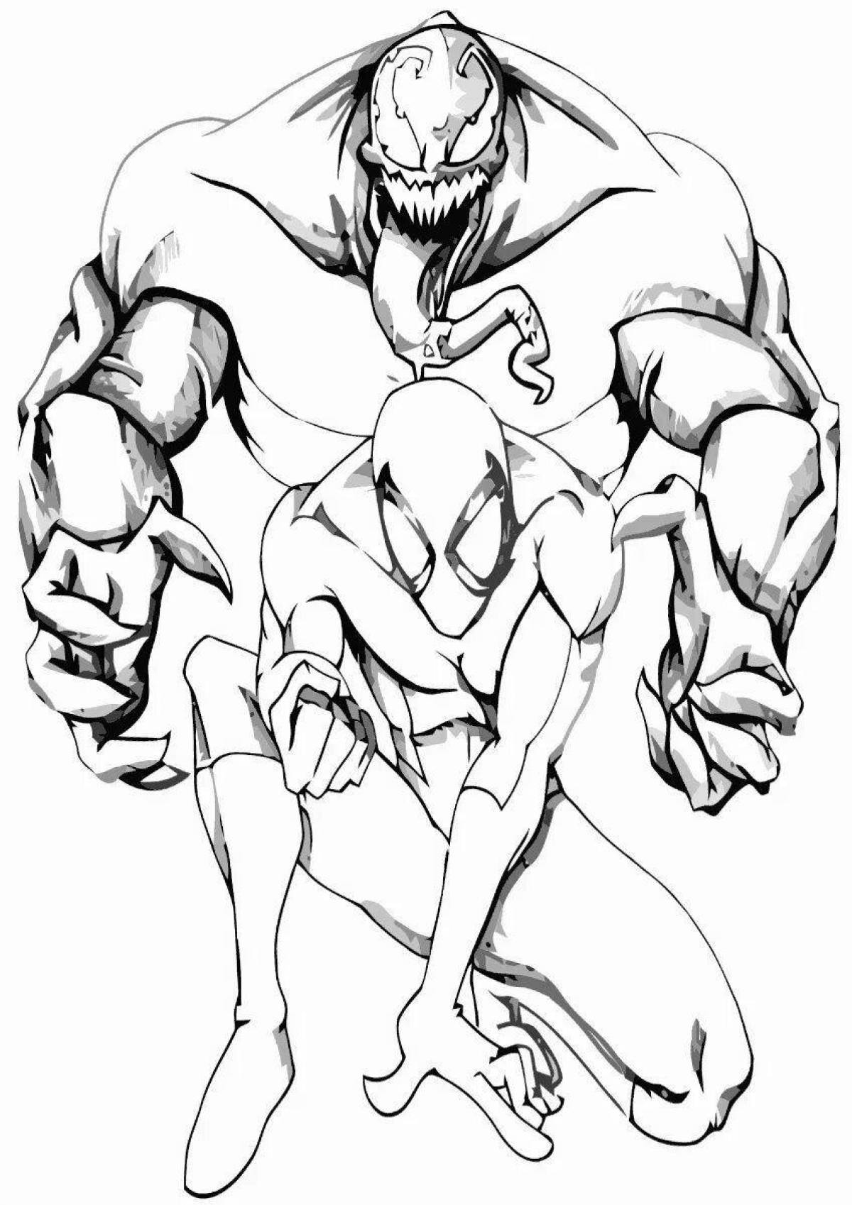 Spiderman Vs Venom shining coloring page