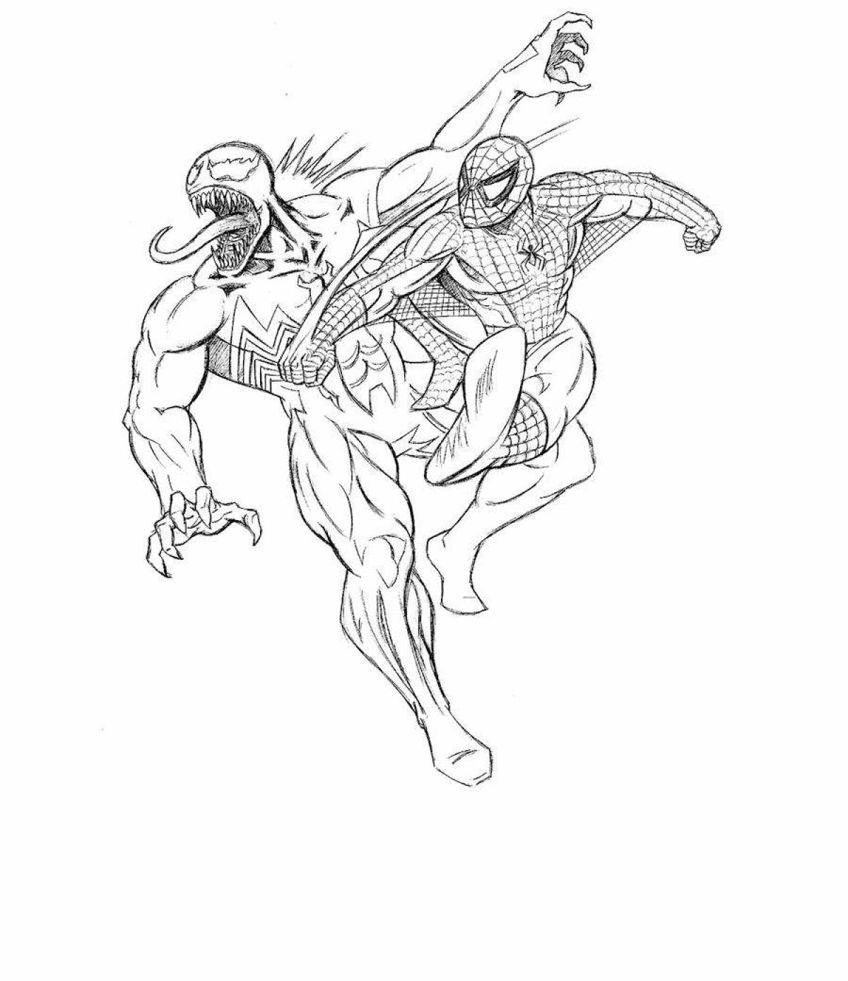 Impressive spiderman vs venom coloring book