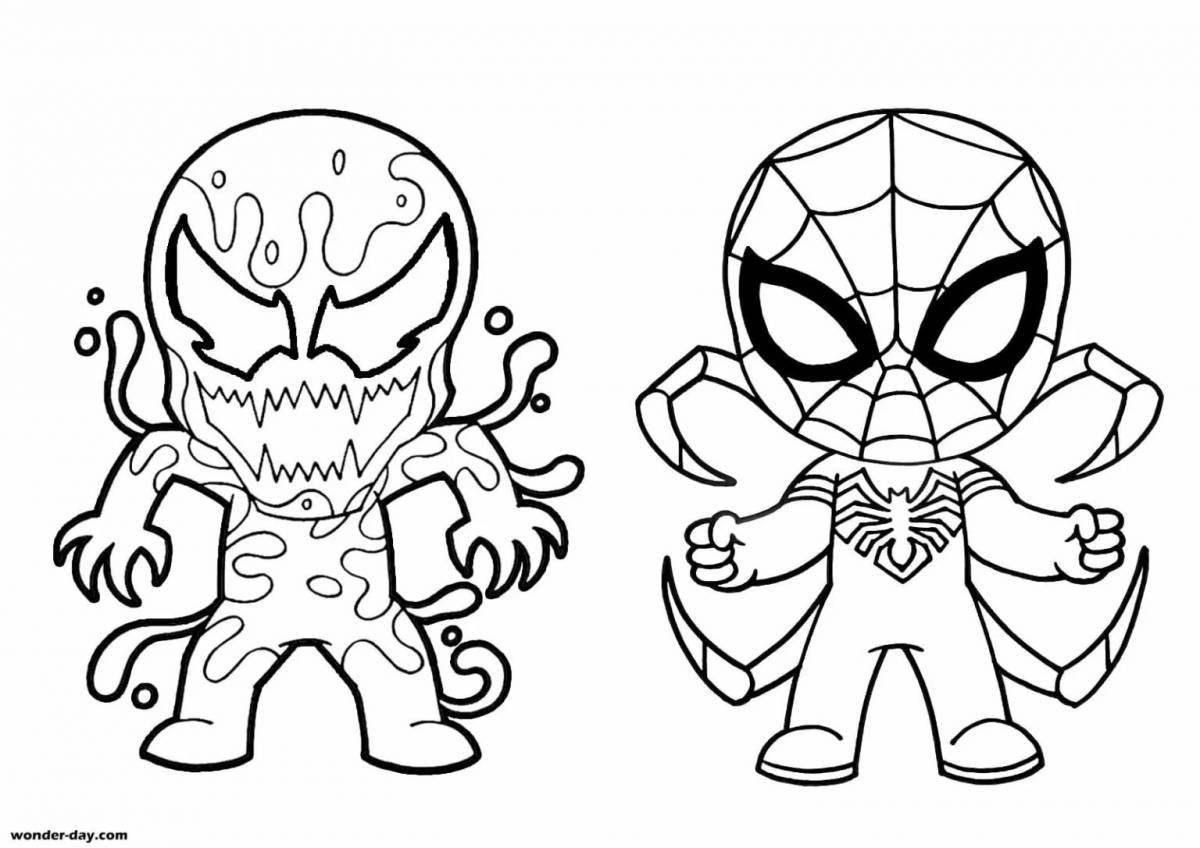 Coloring page glowing spiderman vs venom