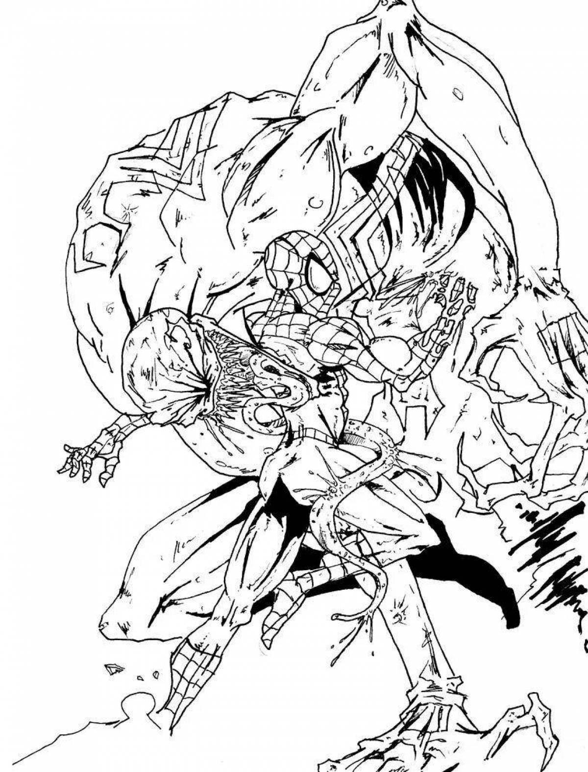 Colorful spiderman vs venom coloring book