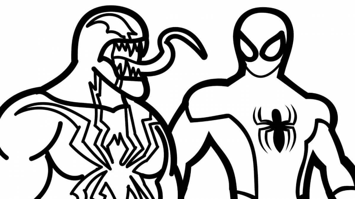 Смелые раскраски человек-паук против венома