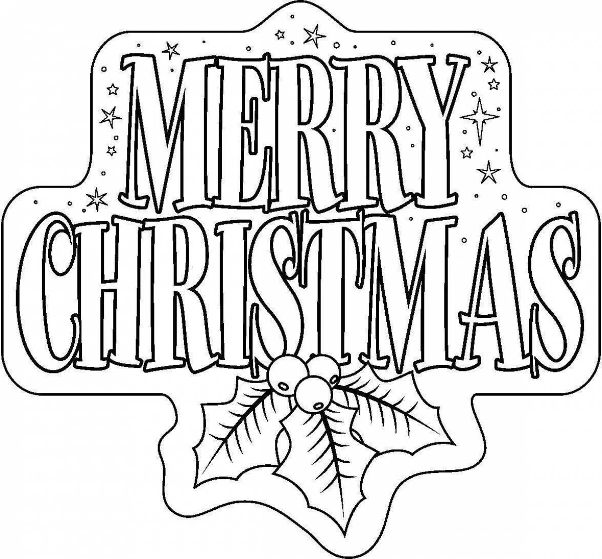 Праздничная раскраска с надписью «счастливого рождества»