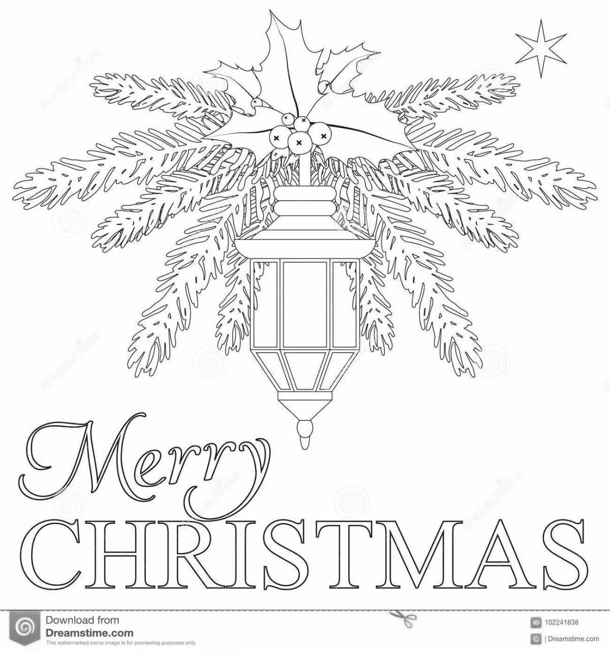 Exalted merry christmas lettering coloring page