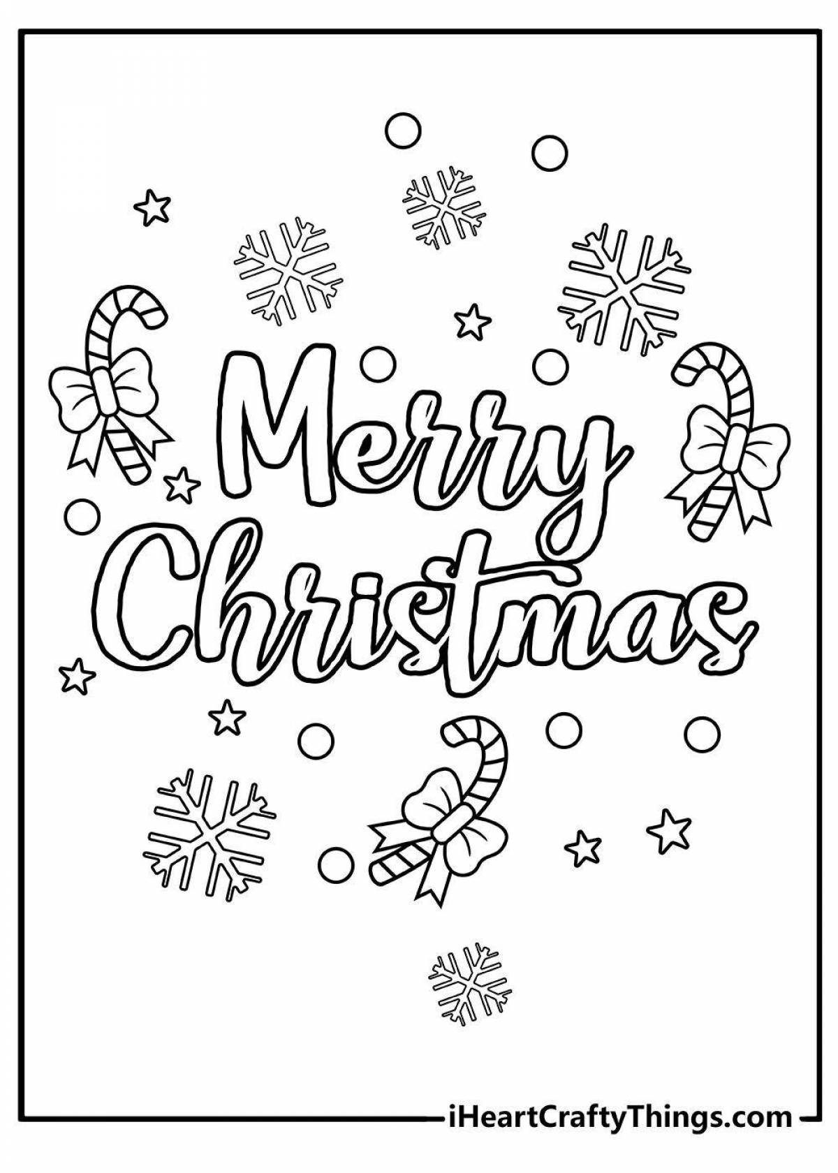 Majestic merry christmas lettering coloring page