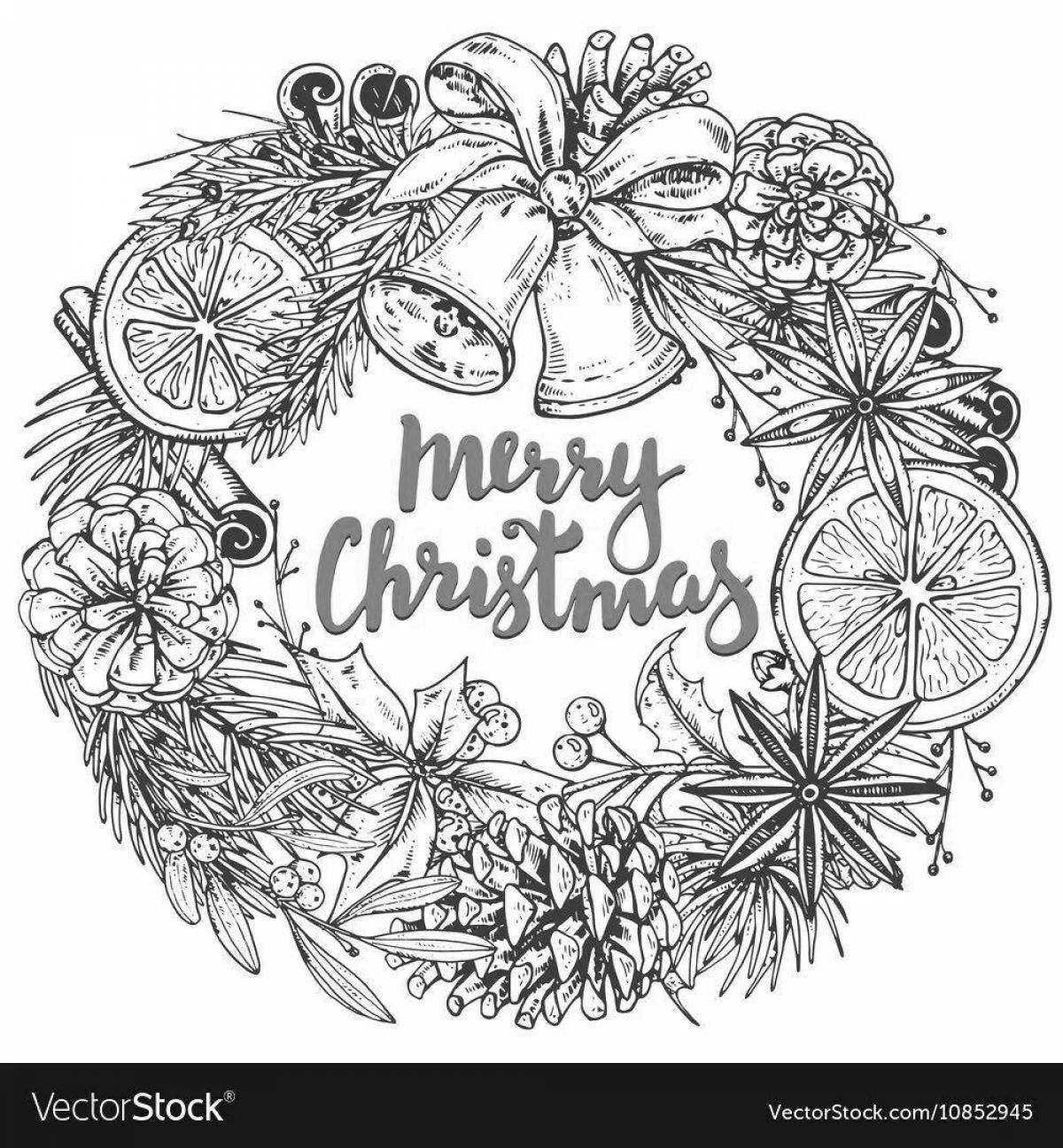 Decorated merry christmas coloring book