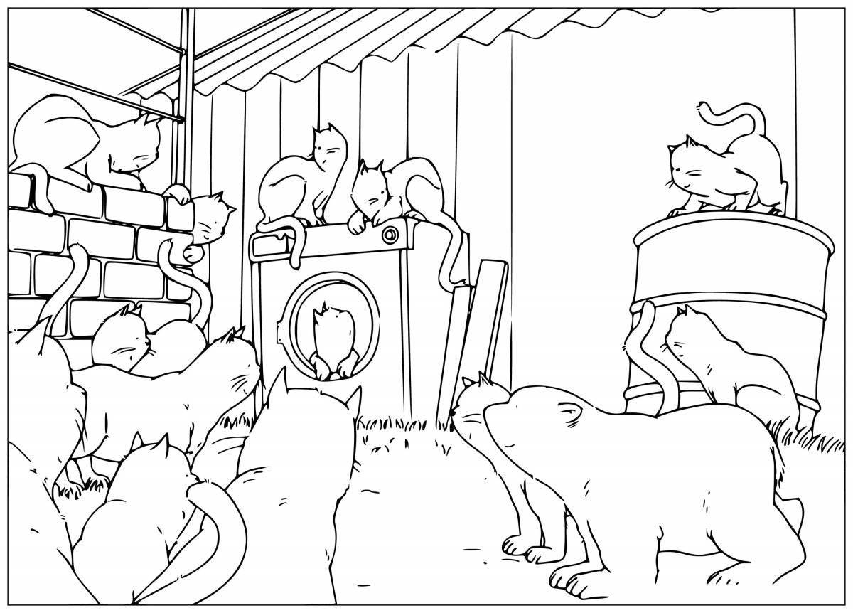 Coloring book playful kitten