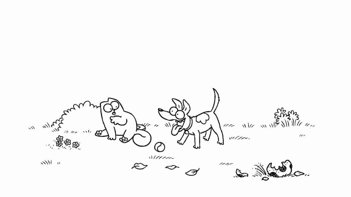 Coloring book funny kitten