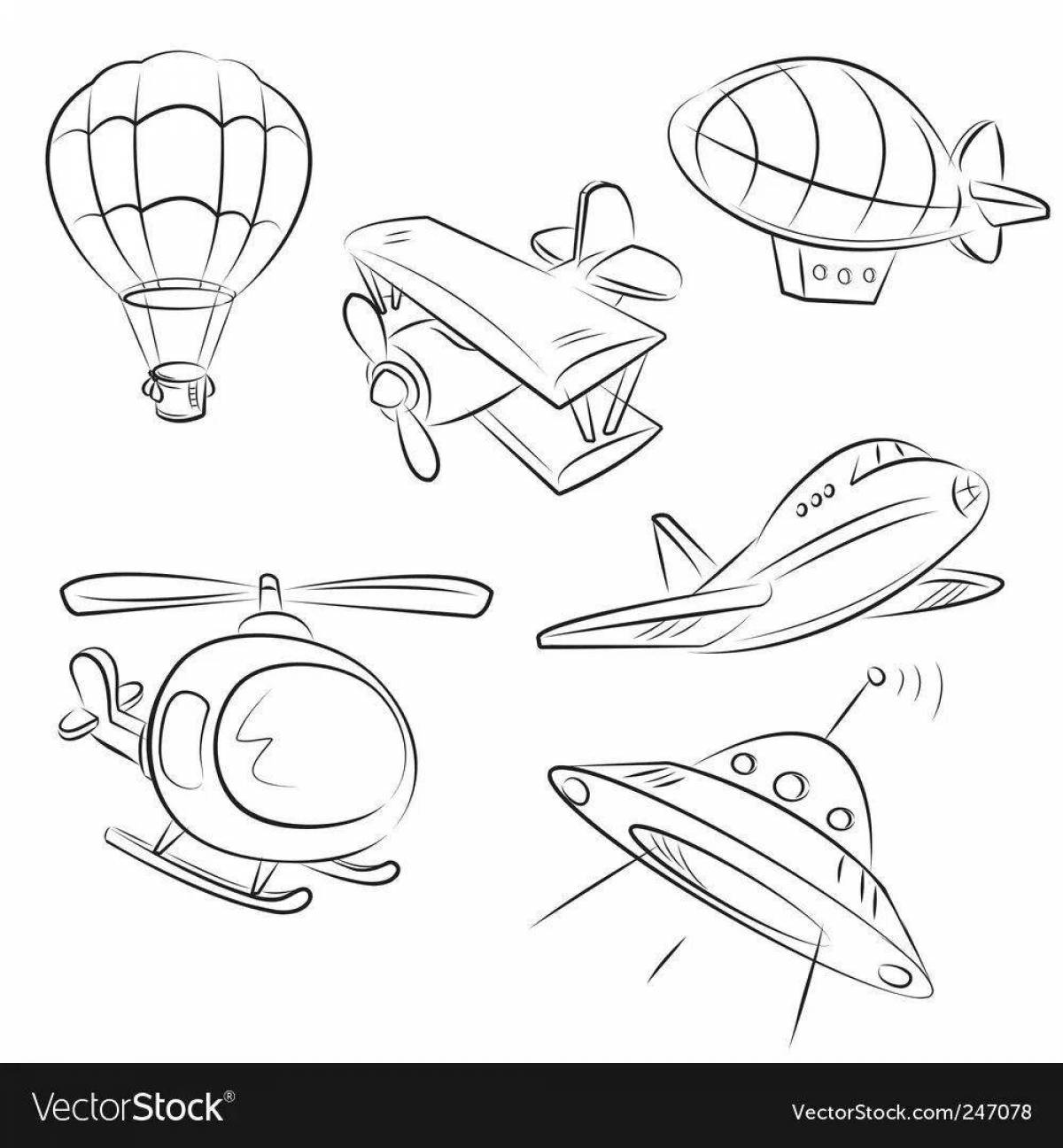 Playful air transport coloring page