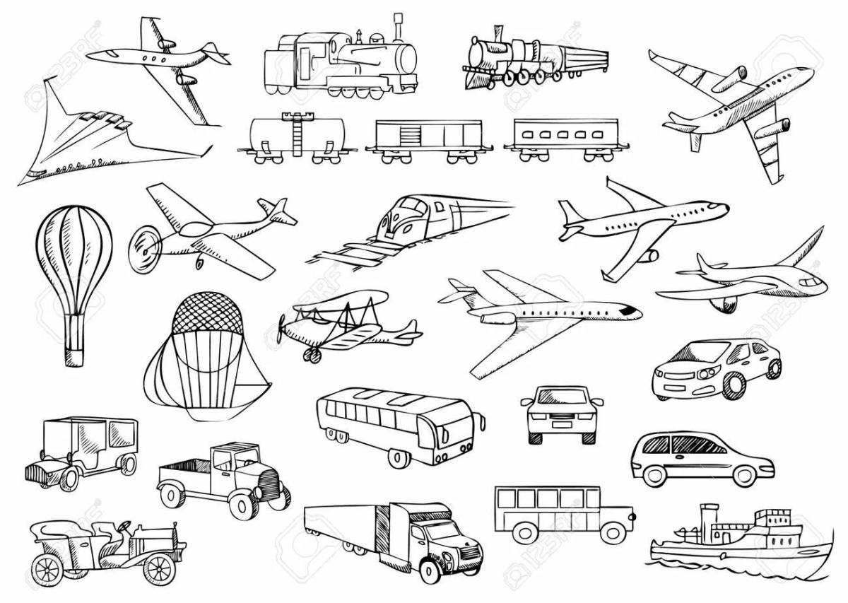Colorful air transport coloring page