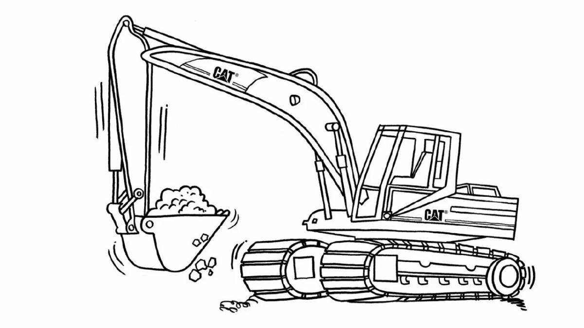 Gorgeous bucket excavator coloring page